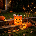 thumbnail image 5 of Halloween Light Up Pumpkin Candy Basket - LED Glowing Candy Bucket with Handle, Reusable Orange Halloween Trick or Treat Bucket for Boys and Girls, 5 of 5