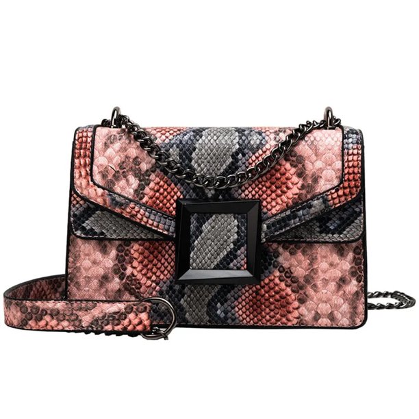 Bolsos cruzados redondos con cadena de serpentina Retro para mujer, bolsos de mano estampados, bolso de hombro pequeño de cuero PU, bandolera de serpiente #40 Zhivalor 2031344-4