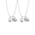 thumbnail image 1 of Delight Jewelry Opaque White Faceted Glass Spinner Mother & Daughter Heart Necklaces (Set of 2), 19"+2", 1 of 4