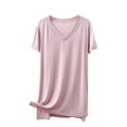 thumbnail image 1 of Birdeem Chemise Décontractée Fine Douce et Basique pour Femmes Longueur Moyenne Manches Courtes Col Rond Haut/chemise, 1 of 9