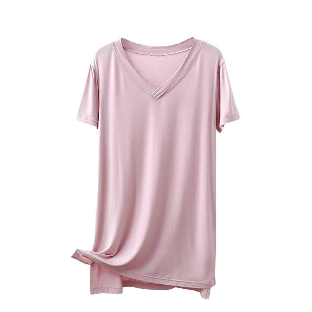 Birdeem Chemise Décontractée Fine Douce et Basique pour Femmes Longueur Moyenne Manches Courtes Col Rond Haut/chemise
