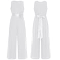 thumbnail image 4 of inlzdz Kids Girls Sleeveless One-Piece Party Jumpsuit Ruched High Waist Overalls Evening Party Prom Ivory 8, 4 of 5