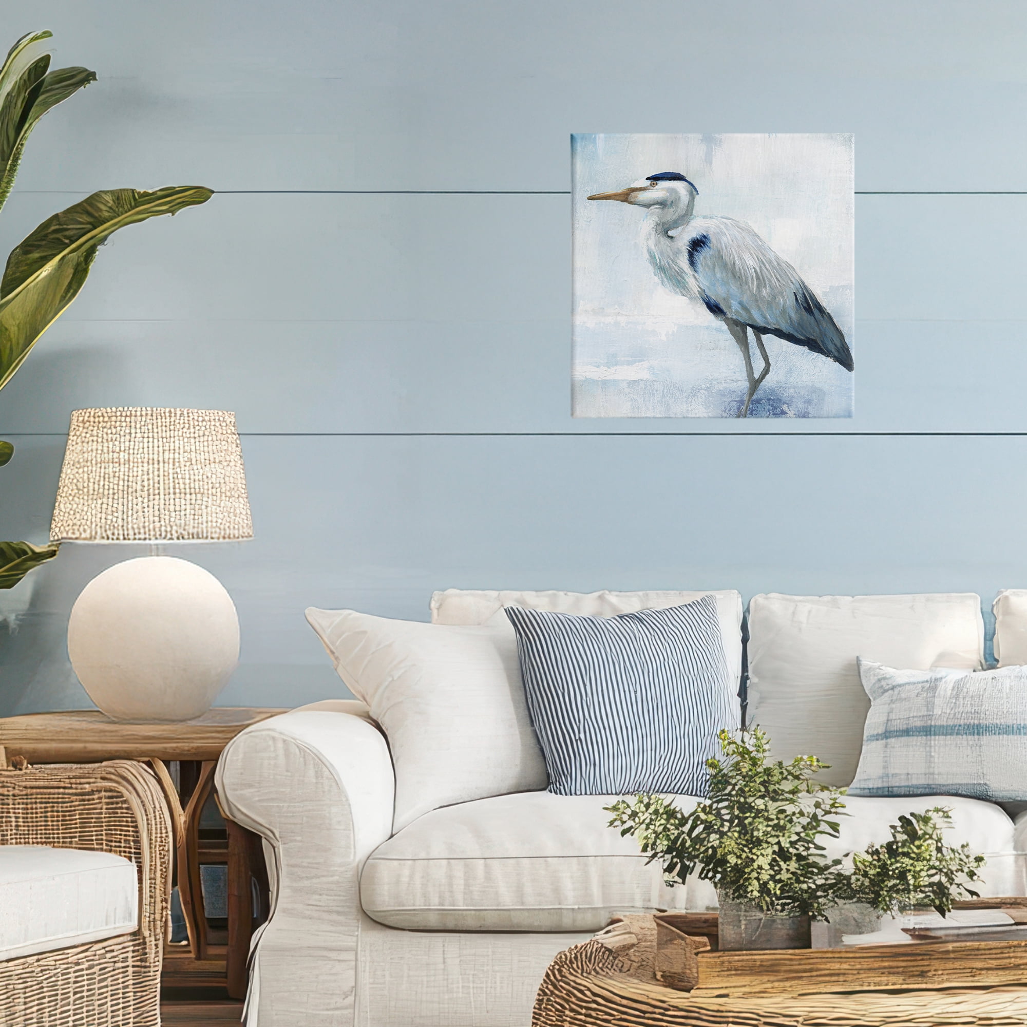 Stupell Industries Faded Blue Heron Canvas Wall Art, design by Nan