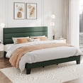 thumbnail image 2 of Amolife King Bed Frame, Platform Bed Frame with Chenile Fabric Upholstered Slat Headboard, Green, 2 of 7