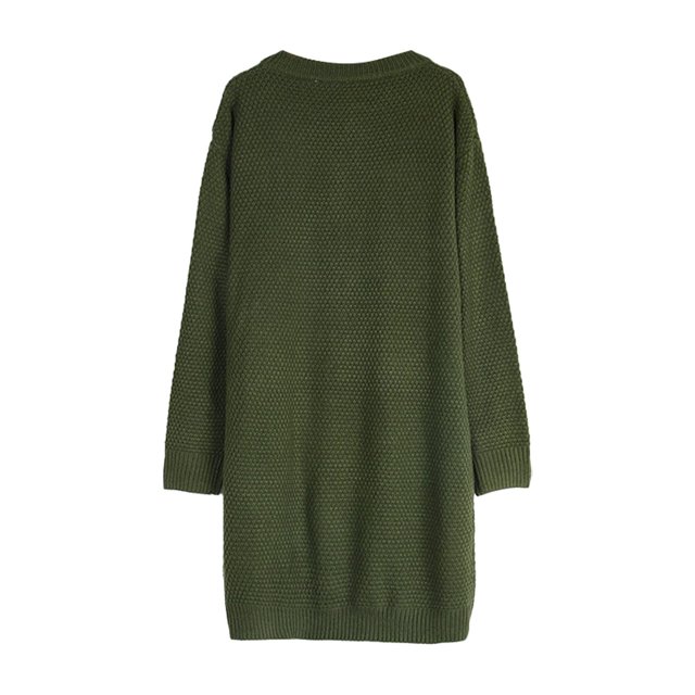 Vestido tipo suéter de punto con botones Gibobby Otoño Invierno Mujer Verde S