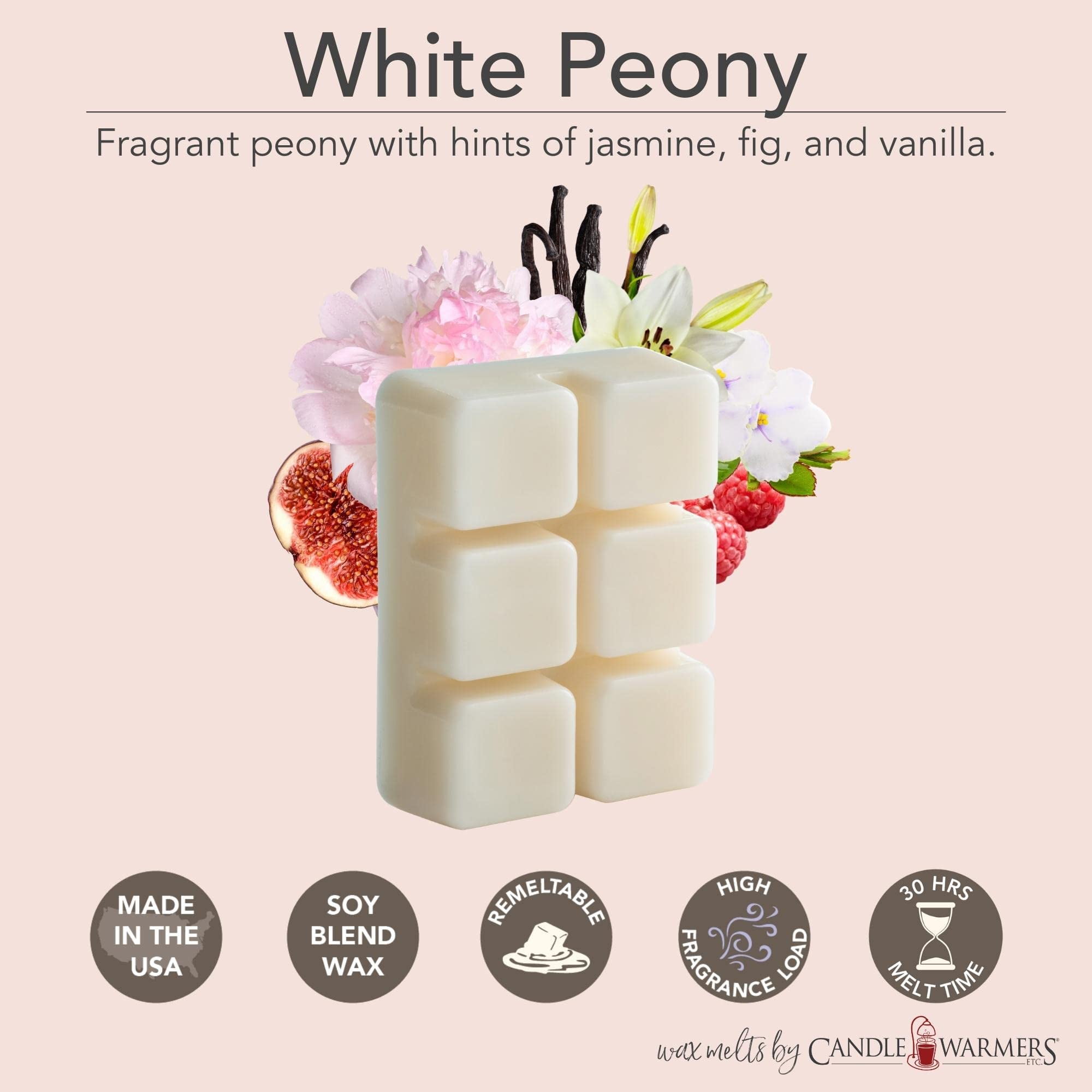 CANDLE WARMERS ETC Soy Wax Blend Classic Fragrance 2.5 oz Wax Fragrance Melt Tart, White Peony (Pack of 20)