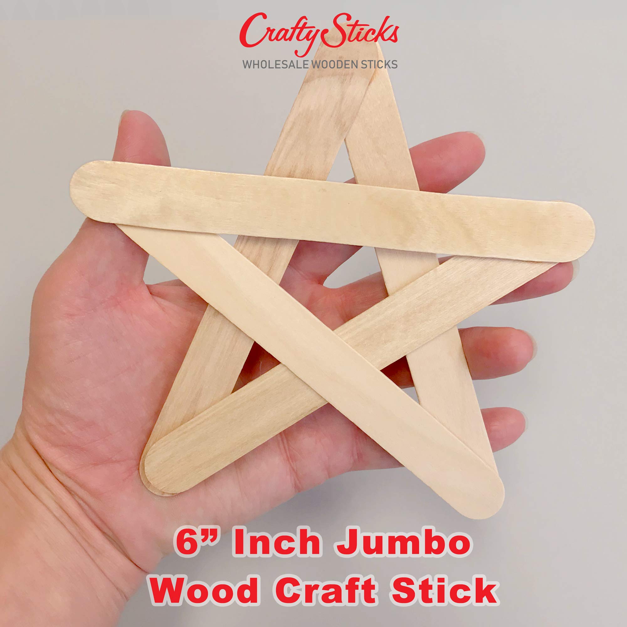 CraftySticks- 1000 Pack, 6 Inch Jumbo Wood Popsicle Sticks for Crafts, Home, School Art, Building, Learning, Wood Tongue Depressor Size