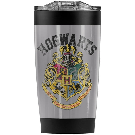 Harry Potter Hogwarts Crest Stainless Steel Tumbler 20 oz Coffee Travel Mug/Cup, Vacuum Insulated & Double Wall with Leakproof Sliding Lid | Great for Hot Drinks and Cold Beverages