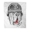 thumbnail image 1 of ASHLEIGH Flannel Throw Blanket Dog St Bernard Portrait in Retro Biker Helmet Motorcycle Soft for Bed Sofa and Couch 50x60 Inches, 1 of 1