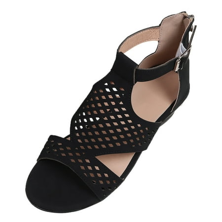 

Puawkoer Zip Back Hollow Out Wedge Sandals For Women Causal Shoes Open Toe Shoes Wedges Sandals