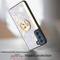 thumbnail image 3 of For Samsung Galaxy S22 Ultra Diamond Bling Sparkly Ornament Engraving Hybrid with Ring Stand Holder Rugged Fashion Cover ,Xpm Phone Case [ Purple Butterfly ], 3 of 6
