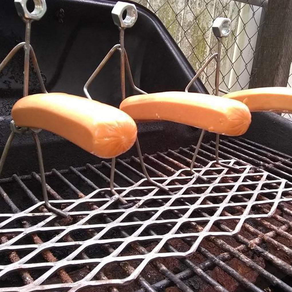 TJW Hot Dog griglia Antiaderente Compact Metal Mesh Sausage Grilling Rack per Campeggio all Aperto 