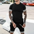 thumbnail image 4 of TIMIFIS Mens Short Sets 2 Piece Outfits Fashion Summer Tracksuits Casual Set Fashion Mens Summer Print Short Sleeve Tops+Long Pants 2 Piece SetFall, 4 of 6