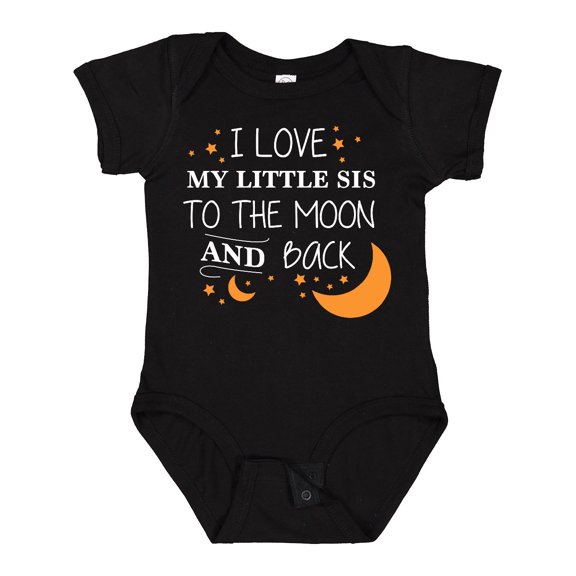 Inktastic I Love My Little Sis to the Moon and Back Boys or Girls Baby Bodysuit