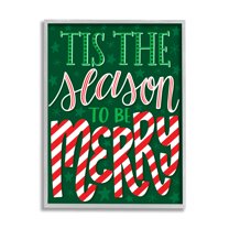 Tis The Season To Be Merry Patterned Holiday Graphic Art Gray Framed Art Print Wall Art