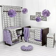 thumbnail image 2 of Bacati Ikat Zigzag Grey & Muslin Purple Dots Changing Pad Cover, 2 of 2