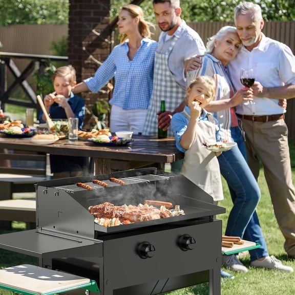 Universal Wind Guard and Warming Rack Set Fit for Griddle From 28" to 36" without a Hood, Wind Screen and Cooking Grid BBQ Grill Accessories for Griddle with Front Grease