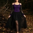 thumbnail image 6 of Dvprdro Womens Off Shoulder Dress Long Sleeve Mesh Sheer Ruched Waist Tie Halloween Party Club Bodycon Dresses, 6 of 9