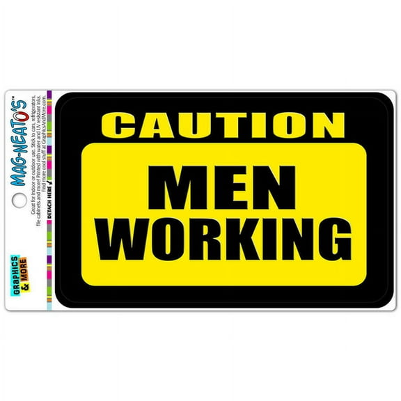 Caution Men Working Automotive Car Refrigerator Locker Vinyl Magnet