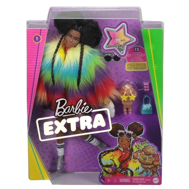 Muñeca Barbie Fashionista Extra Abrigo de Arcoíris Barbie