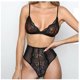 thumbnail image 2 of Conjunto de lencería sexy hueca con bordado de encaje de dos piezas sexy a la moda para mujer Fridja nalpqowj11763, 2 of 8