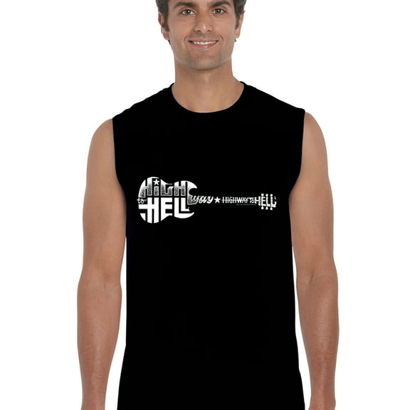 LA Pop Art Men's Word Art Sleeveless T-shirt - Highway to Hell