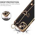 thumbnail image 2 of iPhone 15 Case, iPhone 15 Phone Case Love Heart Cute Case with Wristband Kickstand Holder Soft TPU Plating Bumper Protective Shockproof iPhone 15 Phone Case Cover for Girls Women, Black, 2 of 8