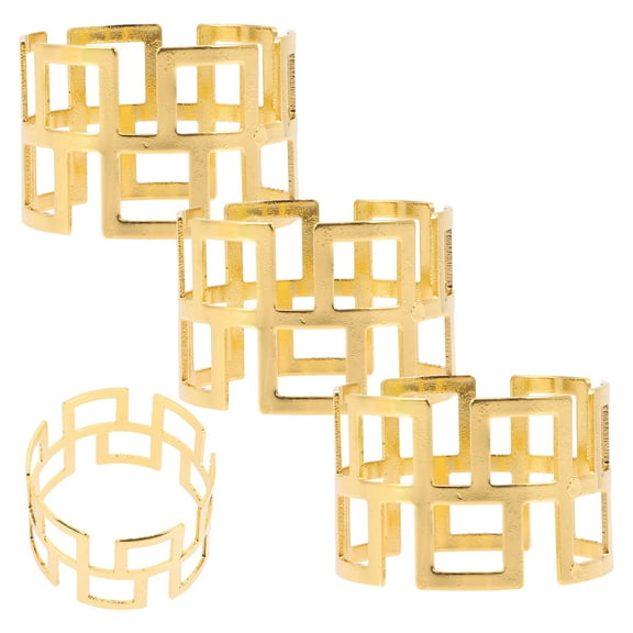 Masteelf Golden Napkin Ring Set for Decoration Sturdy Metal Quality Perfect for Every Occasion 4 Pieces