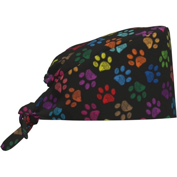 Working Cap Scrub Cap with Sweatband Adjustable Unisex Women Tie Back Hat Nurse Surgical Caps