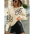 thumbnail image 5 of Women'S Casual Long Sleeve Round Neck Top Drop Shoulder Pattern Cable Knit Pullover Sweater Apricot S, 5 of 7