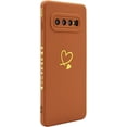 thumbnail image 2 of for Galaxy S10 Plus Case(Not fits S10),Cute Bling Plated Gold Love Heart with Anti-Fall Camera Lens Cover Protection Soft Anti-Fingerprint Phone Case for Samsung Galaxy S10+ 6.4",Brown, 2 of 10