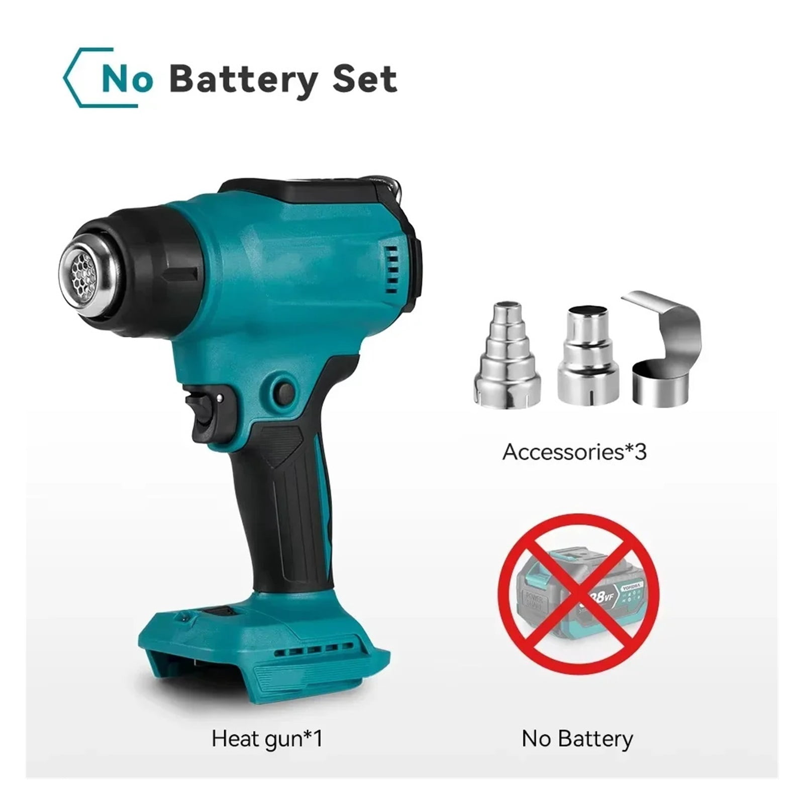 18V Heat Gun Shrink Wrapping Tool Hot Air Gun Air Dryer Soldering Thermal Blower with LED display, Tool only, No battery ,Variable Temperature