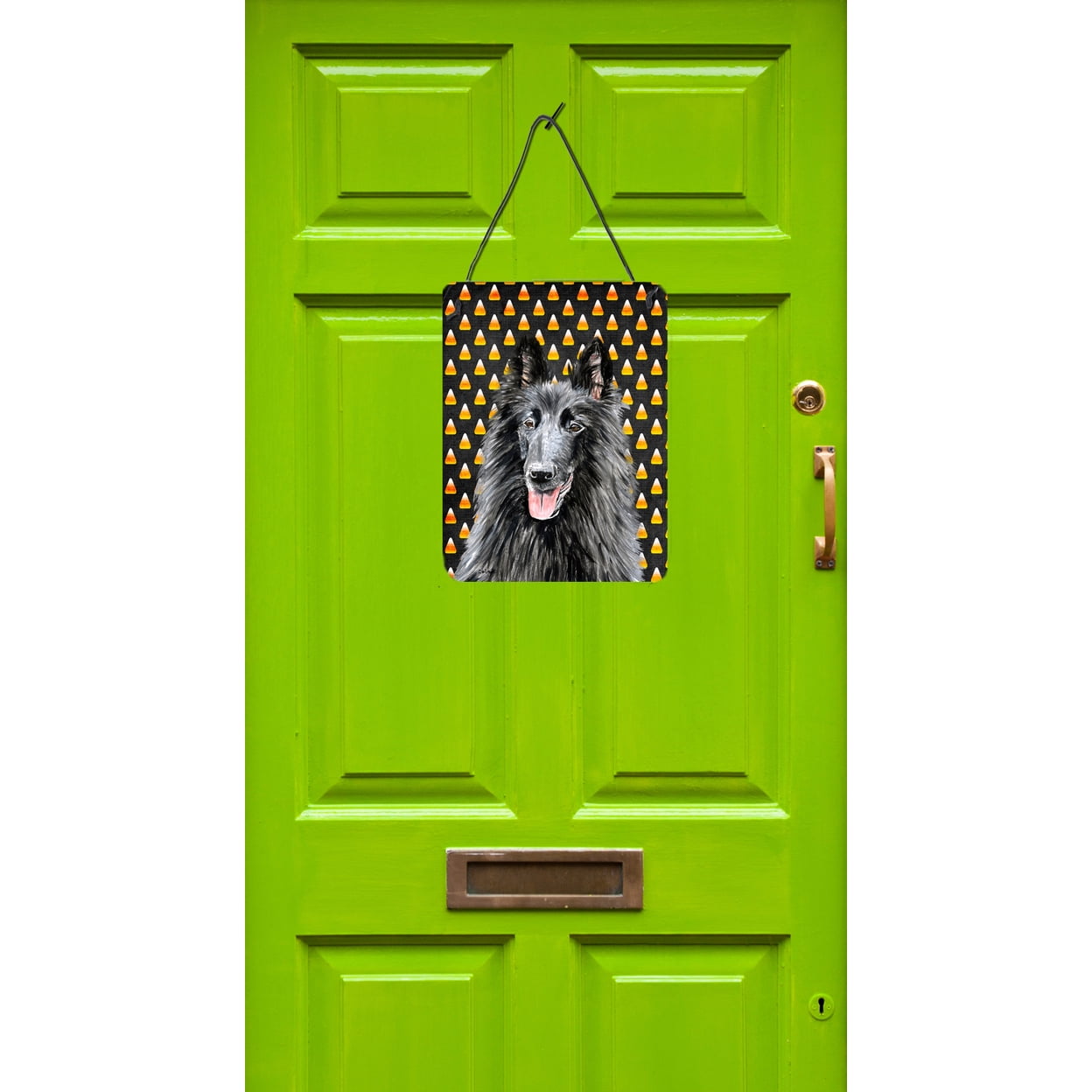 Belgian Sheepdog Candy Corn Halloween Portrait Wall or Door Hanging Prints