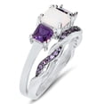 thumbnail image 3 of Lakshya Jewel LLC 3 Stone Princess Cut White & Purple CZ Wedding Engagement Bridal Ring Set, 3 of 3