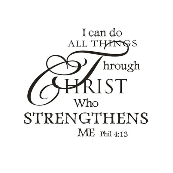 Removable Mural Wall Stickers, With Bible Verse I Can Do All Things Through Christ Wall Decal 11091Pc, For Room Home Decor And Spiritual Accent, Non-Toxic Vinyl Material, Easy To