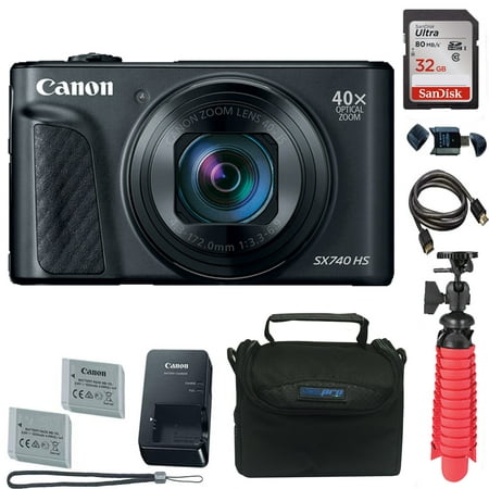 Canon PowerShot SX740 HS Digital Camera (Black) with 32 GB Card + Camera Case + Pixi Accessories