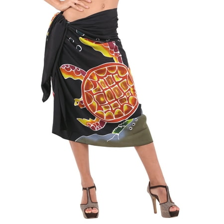 HAPPY BAY Women s Beachwear Sarong Coverups Bikini Skirt Swim Cover up Swimsuit Summer Wraps Bathing suit Swimwear Beach Wrap Skirts for Women One Size Black  Turtle