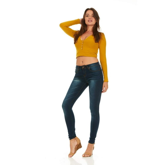 Cover Girl Skinny Jeans for Women Mid Rise 4 Colors Available Plus Size 14W Black (31" Inseam)