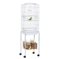 thumbnail image 1 of PawHut 62" Large Rolling Bird Cage Cockatiel Play House Perch Swing, White, 1 of 10
