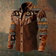 thumbnail image 5 of Telankuip Mens 250th Anniversary USA Shirts Long Sleeve Button down Western Cowboy Style Shirts with Fringes Vintage Patriotic Printing Spring Summer Jacket Top 5-Brown XXXXL, 5 of 5