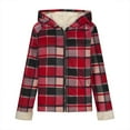 thumbnail image 4 of Hueook Fleece Jacket Women Fashion Women Oversized Zip Solid Casual Plaid Coat Long Sleeve Hooded Casual Outwear Jackets Pockets Tops Watermelon Red 2X, 4 of 6