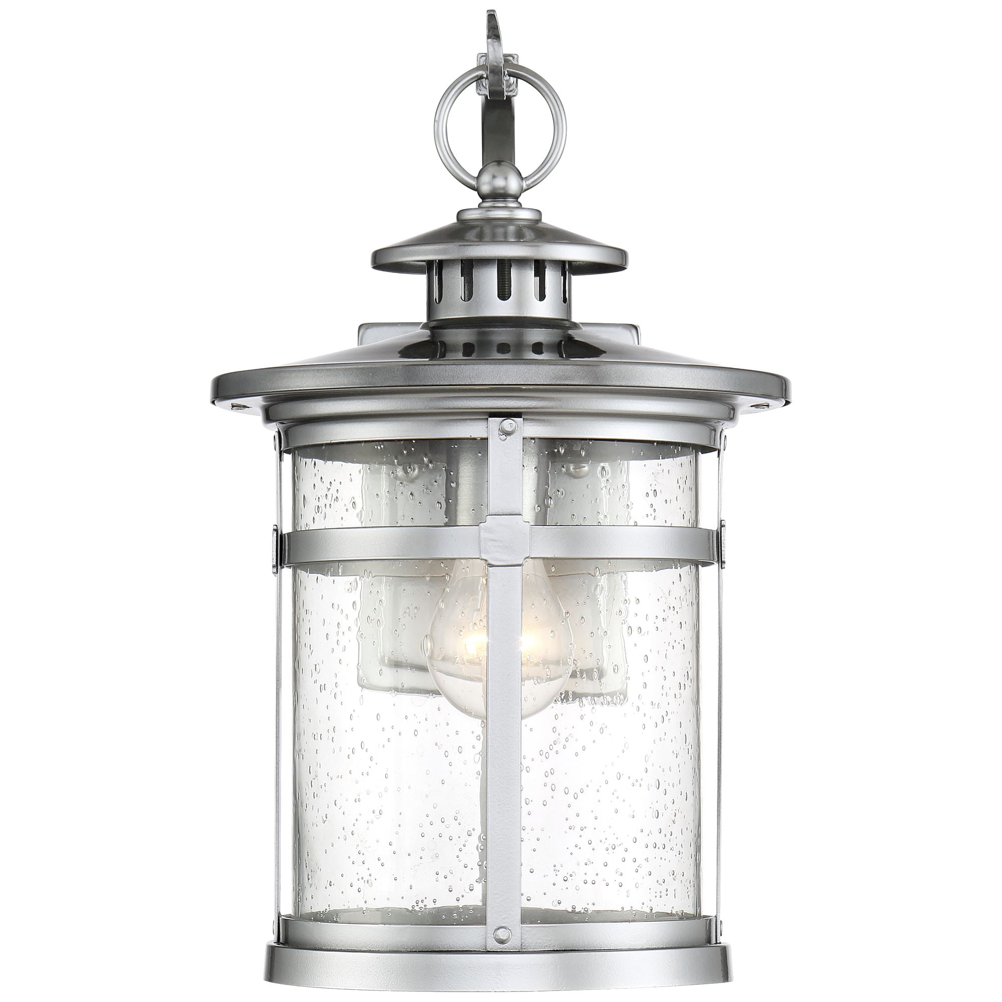 Franklin Iron Works Callaway Modern Industrial Outdoor Wall Light Fixtures Set of 2 Chrome Metal 11 3/4" Clear Seedy Glass for Post Barn