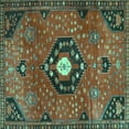 thumbnail image 1 of Ahgly Company Machine Washable Indoor Square Medallion Turquoise Blue Traditional Area Rugs, 5' Square, 1 of 4