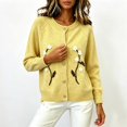thumbnail image 4 of Women's Floral Embroidered Cardigan Button Down Crew Neck Long Sleeve Casual Sweater, 4 of 5