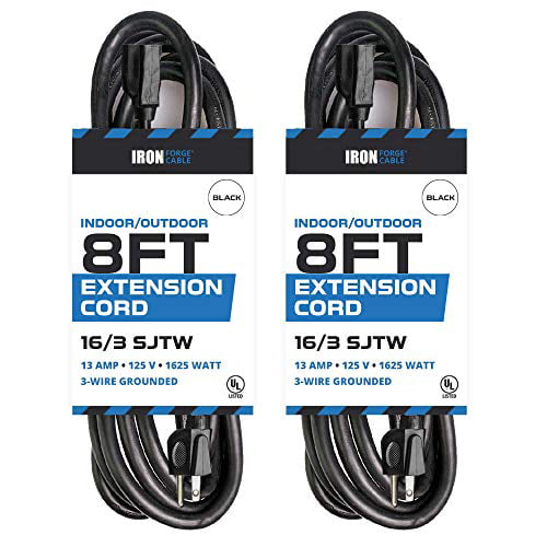 3 Ft Extension Cord with 3 Electrical Power Outlets 16/3 Durable Black Cable 