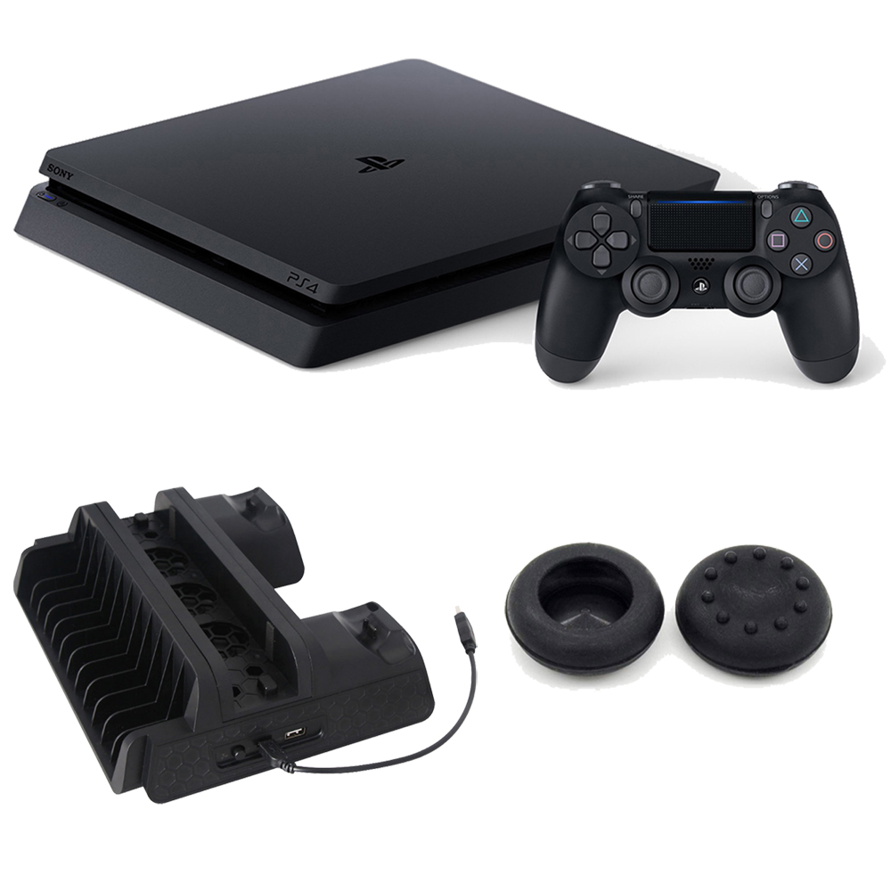 Sony Playstation 4 Slim Gaming Console 1 Tb Core Jet Black With Cooling Dock Bundle Walmart Com Walmart Com