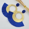 thumbnail image 3 of Pendientes colgantes borla Zulema Azul bohemio Vintage para mujer, 3 of 6