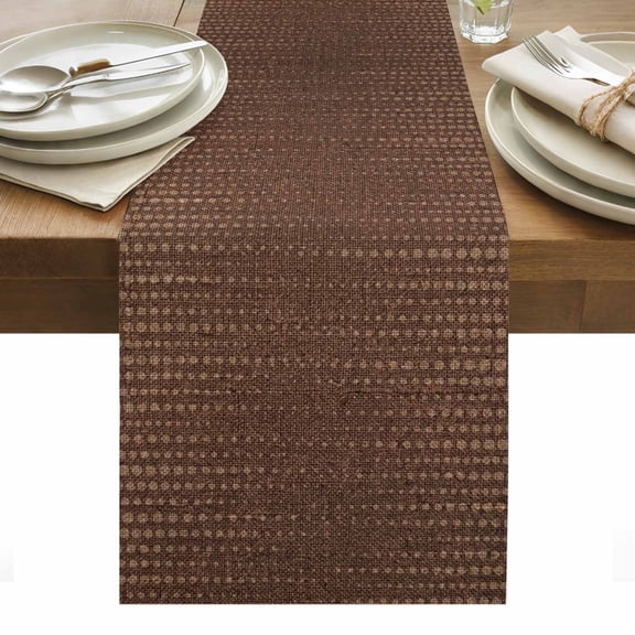Vintage Brown Table Runner Abstract Texture Vertical Lines Tablerunners 13 x 48 Inch, Table Decorations Tabletop Scarf for Summer Gathering Holiday Farmhouse Kitchen Dining Decor