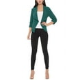 thumbnail image 5 of Women's Elegant Draped Blazer Casual Open Front 3/4 Sleeve Jacket, 5 of 6