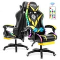 thumbnail image 1 of Hoffree RGB LED Lights Gaming Chair Racing Style Office Chair Height Adjustable Massage Lumbar Swivel Rocker Recliner High Back Computer Desk Chair with Footrest Esports Chair, 400lbs Load, 1 of 8
